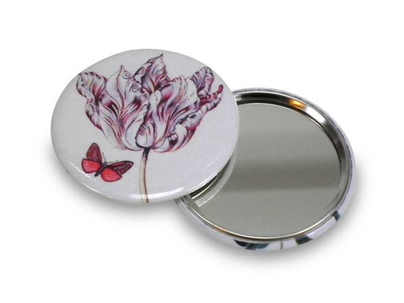 Spiegeltje, klein, Ø 60 mm,  Tulp met vlinder, Marrel