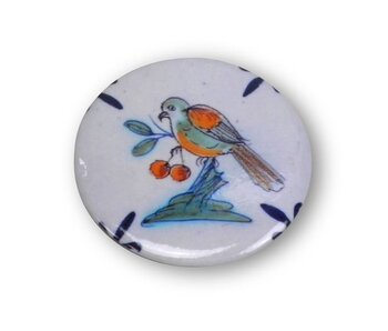 Espejo, pequeño, Ø 60 mm, azulejo Delft Blue, pájaro