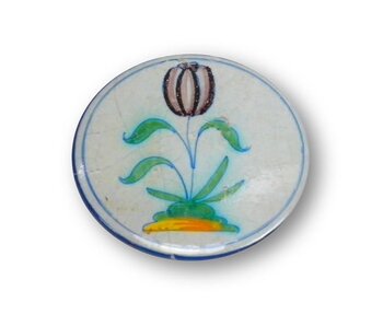 Espejo de bolsillo, Ø 60 mm, tulipán Delft Blue en círculo