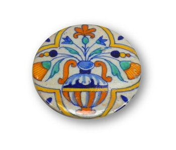 Taschenspiegel, Ø 60 mm, Delfter blaue Vase mit Blumen