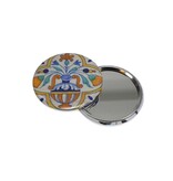 Miroir de poche, Ø 60 mm, vase bleu de Delft avec fleurs