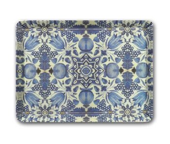 Plateau de service midi (27 x 20 cm), tulipes bleu Delft