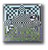 Koelkastmagneet, Op-art OA 18 Koe Koelkastmagneet, Op-art OA 18 Koe