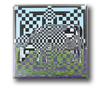 Magnet pour réfrigérateur, Art optique OA 18 Vache