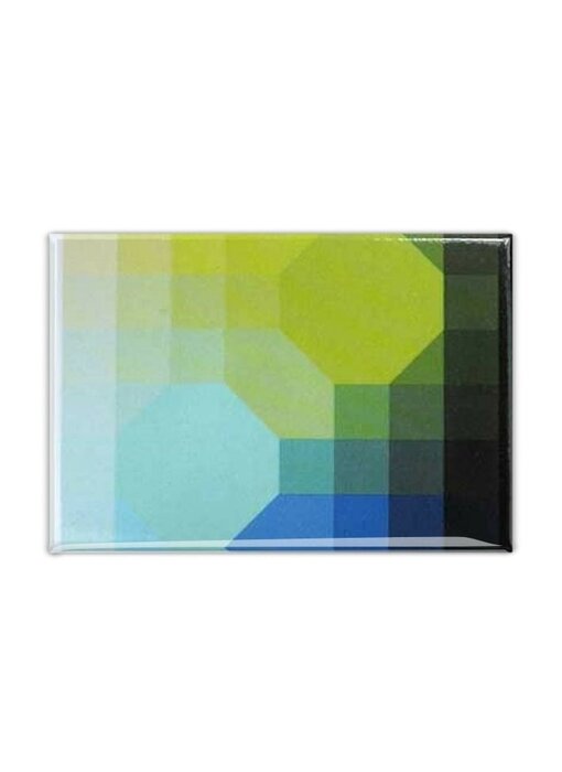 Koelkastmagneet, Op-Art groen/Blauw