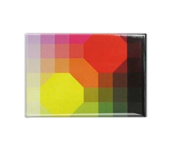 Imán de nevera, arte óptico amarillo / rojo
