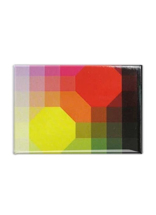 Imán de nevera, arte óptico amarillo / rojo