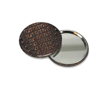 Espejo de bolsillo pequeño, Ø 60 mm, piel, cocodrilo