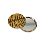 Espejo de bolsillo pequeño, Ø 60 mm, piel, tigre