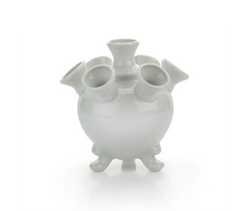 Florero de tulipán blanco, redondo, 14 cm