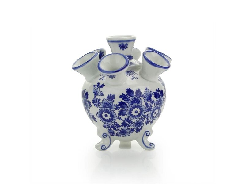 Vase tulipe bleu de Delft, rond, 14 cm D0301
