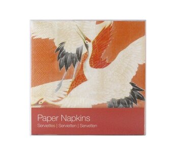 Paper Napkins, White and Red Cranes