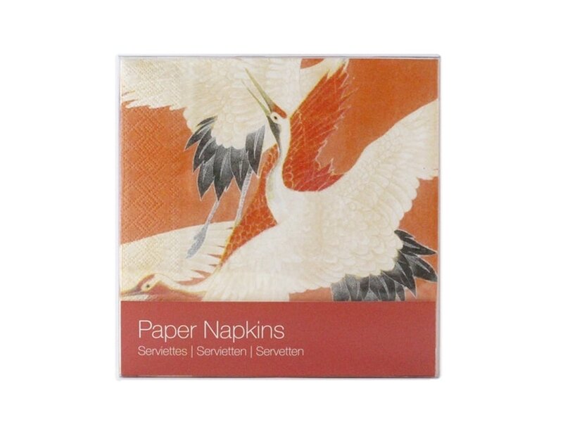 Papierservietten, weiße und rote Kraniche