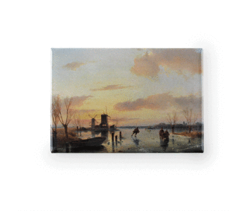 Imán de nevera, Paisaje de invierno 1847, Estante de madera