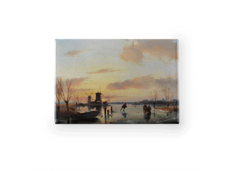 Imán de nevera, Paisaje de invierno 1847, Estante de madera