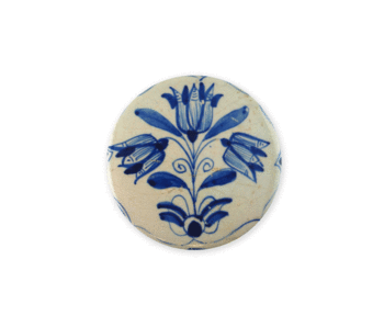 Spiegeltje, groot, Ø 80 mm, Drie tulpen, Delfts blauw