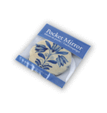 Miroir de poche, grand, Ø 80 mm, trois tulipes bleu Delft