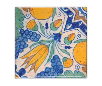 Koelkastmagneet,  Delfts blauw, Diagonale Tulp polychroom