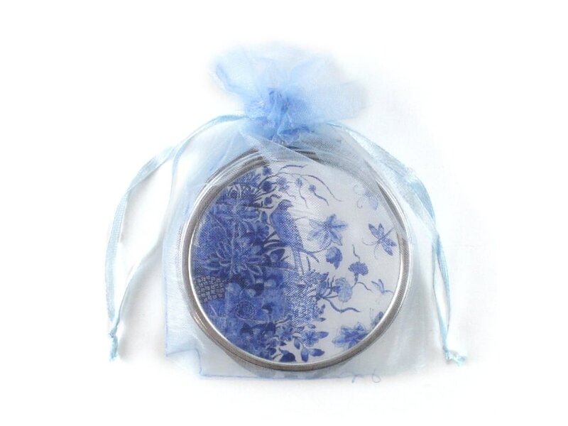 Folding Pocket Mirror, Delftblue Tiletableau