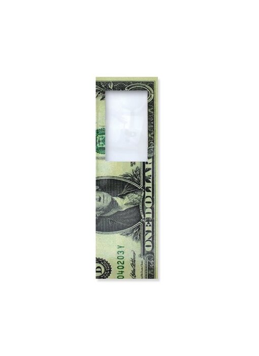Lesezeichen mit Lupe, 1 Dollarschein