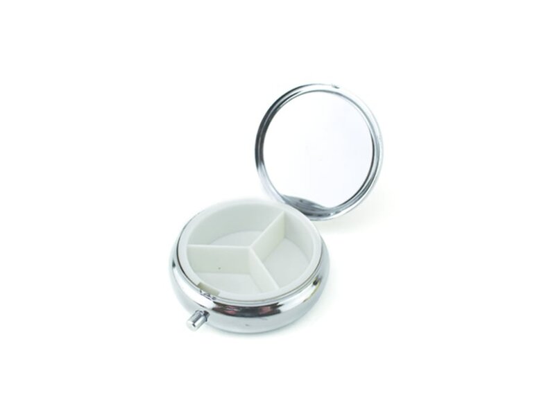 Pastillero, color plata, marrel, tulipán con abeja