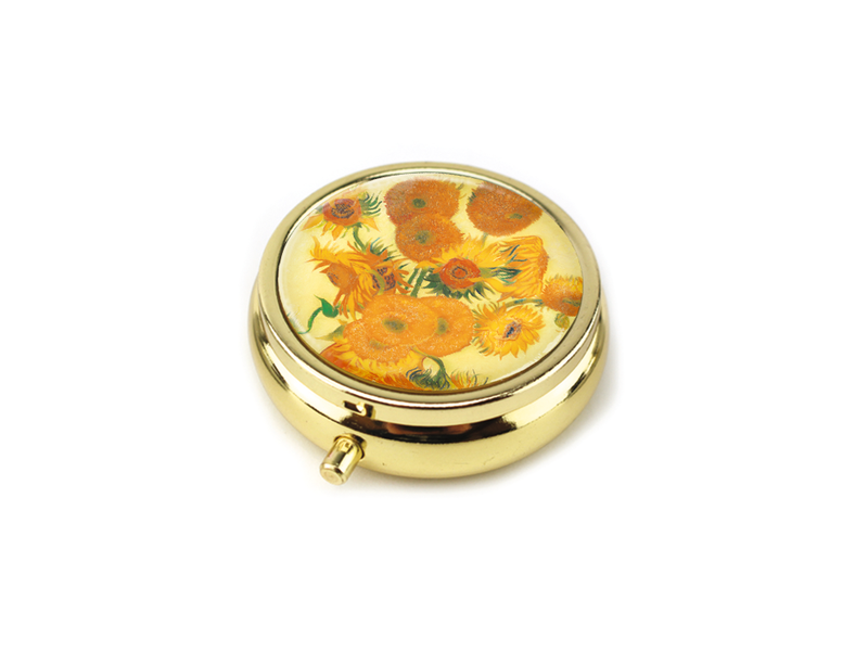 Pillendose, Goldfarbe, Sonnenblumen, Van Gogh