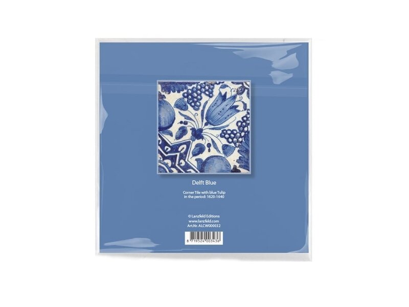 Essui-verres, 15 x 15 cm, Bleu de Delft, Tulipes