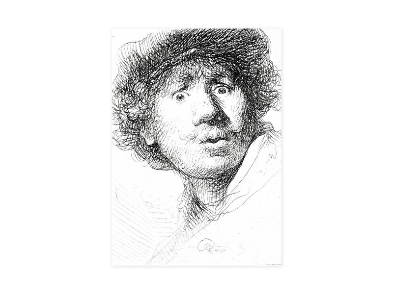 Theedoek , Zelfportret met verbaasde blik , Rembrandt