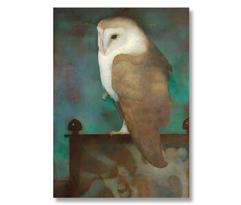 Plakat, 50 x 70, Große Eule auf dem schirm, Jan Mankes