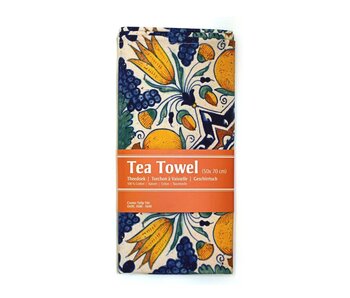 Tea Towel,  Polychrome Tulip Corner Tile