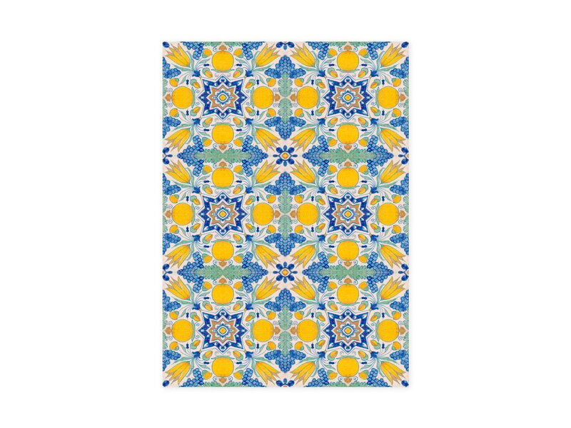 Tea Towel,  Polychrome Tulip Corner Tile