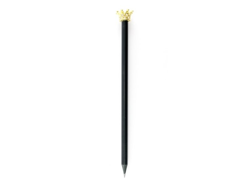 Lápiz negro con corona de princesa dorada