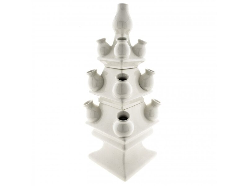 Florero de tulipán blanco, 3 capas, 40 cm D0371