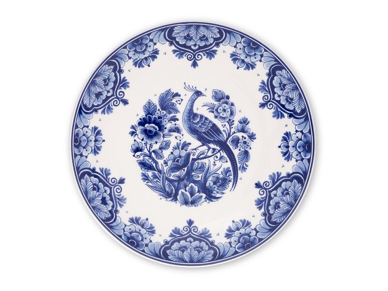 Delft blue plate, ø 24 cm Bird on branch