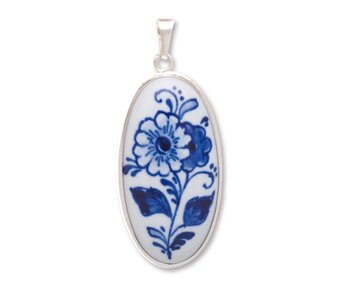 Medaillon, Delfter blaues Porzellan, oval