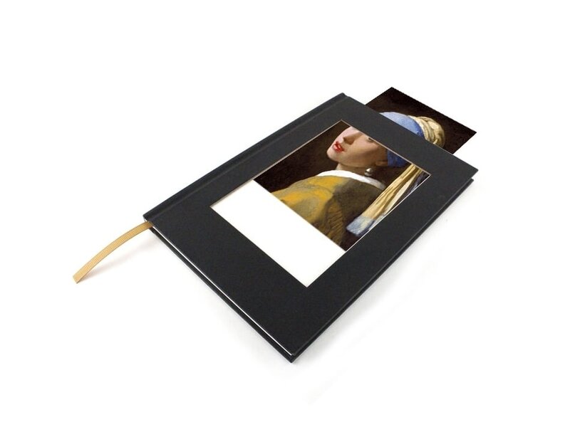 ZWART Notitieboek met insert voor  postkaart/foto