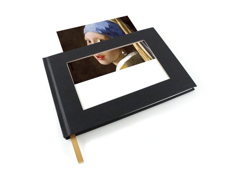 Carnet NOIR avec pochette  pour carte postale, format horizontal