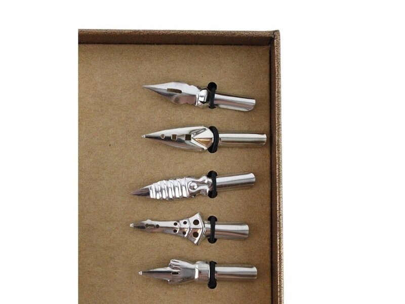 Quillpen Ink Set, goldbrown colour box with phaesant feather