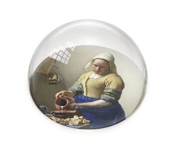 Glas konvexer Briefbeschwerer, Vermeer,  Das Milchmädchen