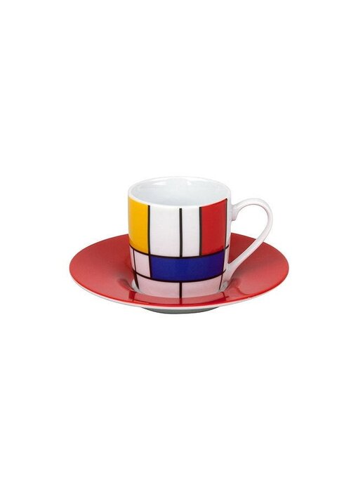 Espresso cup and saucer Mondrian Red