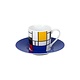 Taza espresso y platillo Mondrian azul