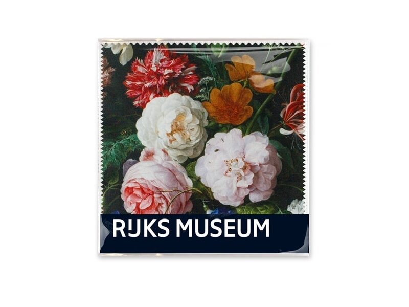 Chiffon à lunettes, 15x15 , De Heem, Vase avec fleurs, (Rijksmuseum)