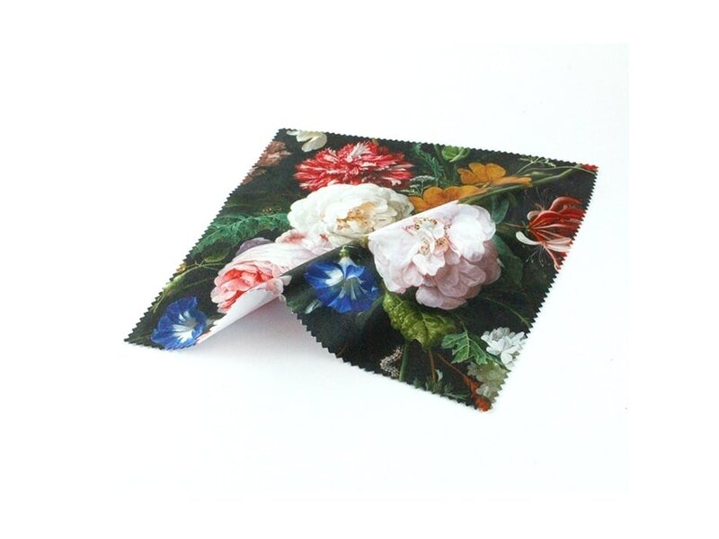 Chiffon à lunettes, 15x15 , De Heem, Vase avec fleurs, (Rijksmuseum)