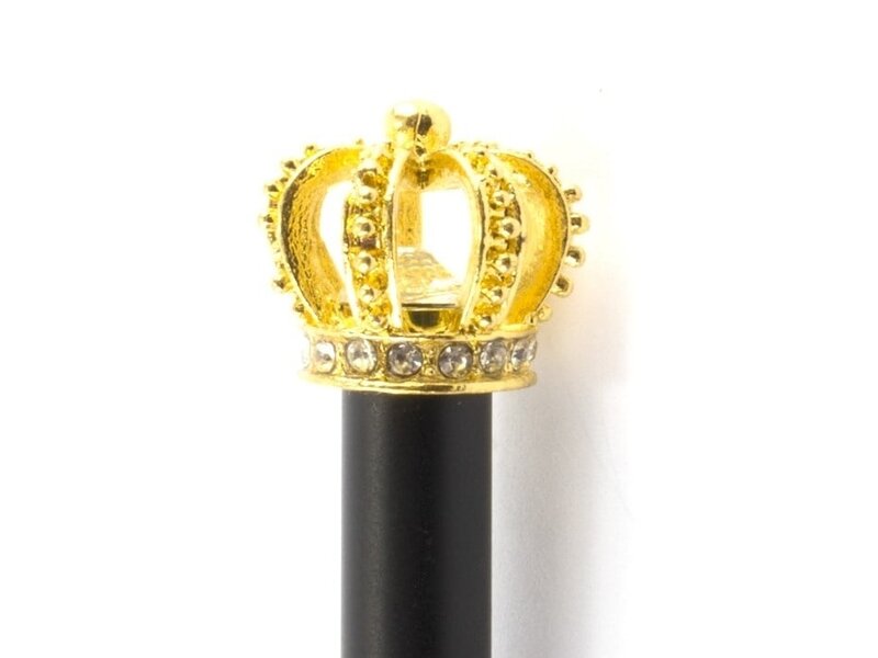 Schwarzer Kugelschreiber mit goldener Krone