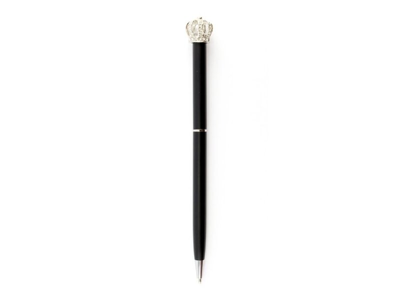 Zwarte pen met zilveren kroon