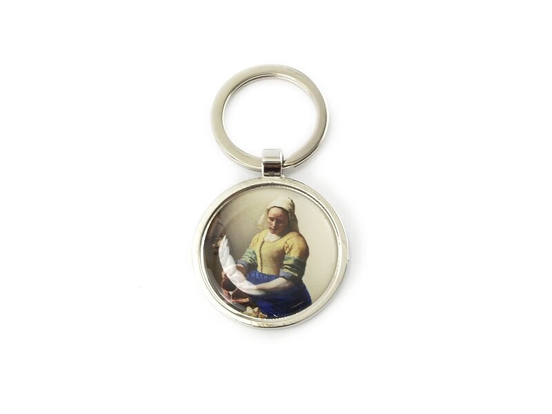 Porte-clés RND, métal argenté, Laitière Vermeer