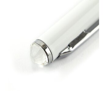 Bolígrafo blanco, con cristal
