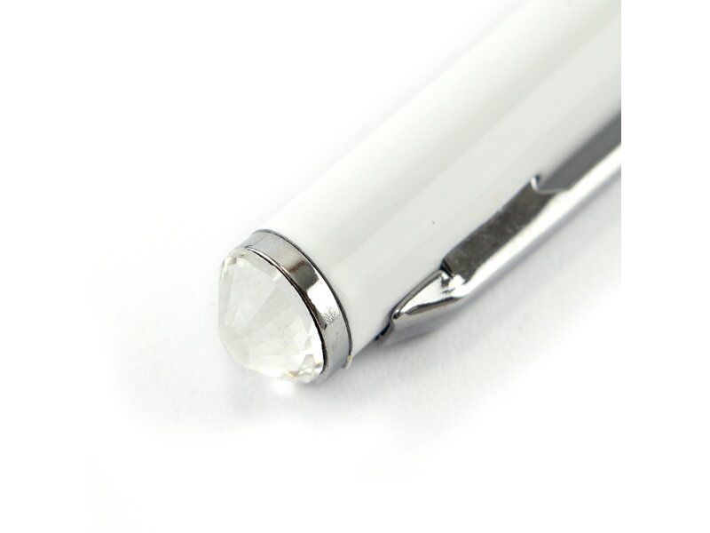 White Ballpen,  with crystal
