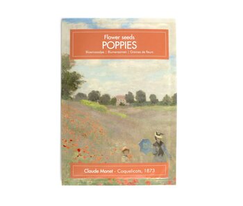 Postkaart zaad zakje, Klaprozen, Monet