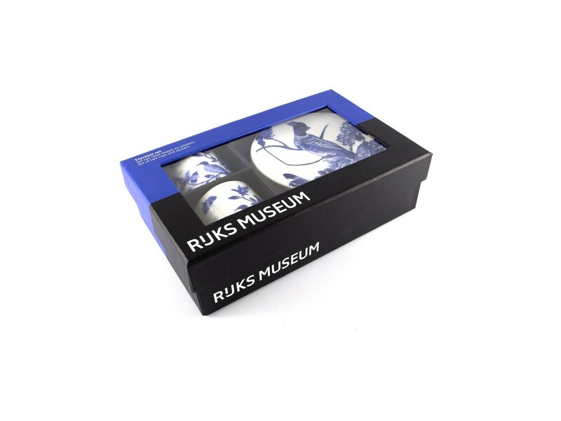 Espresso set , Delftware birds, Rijksmuseum